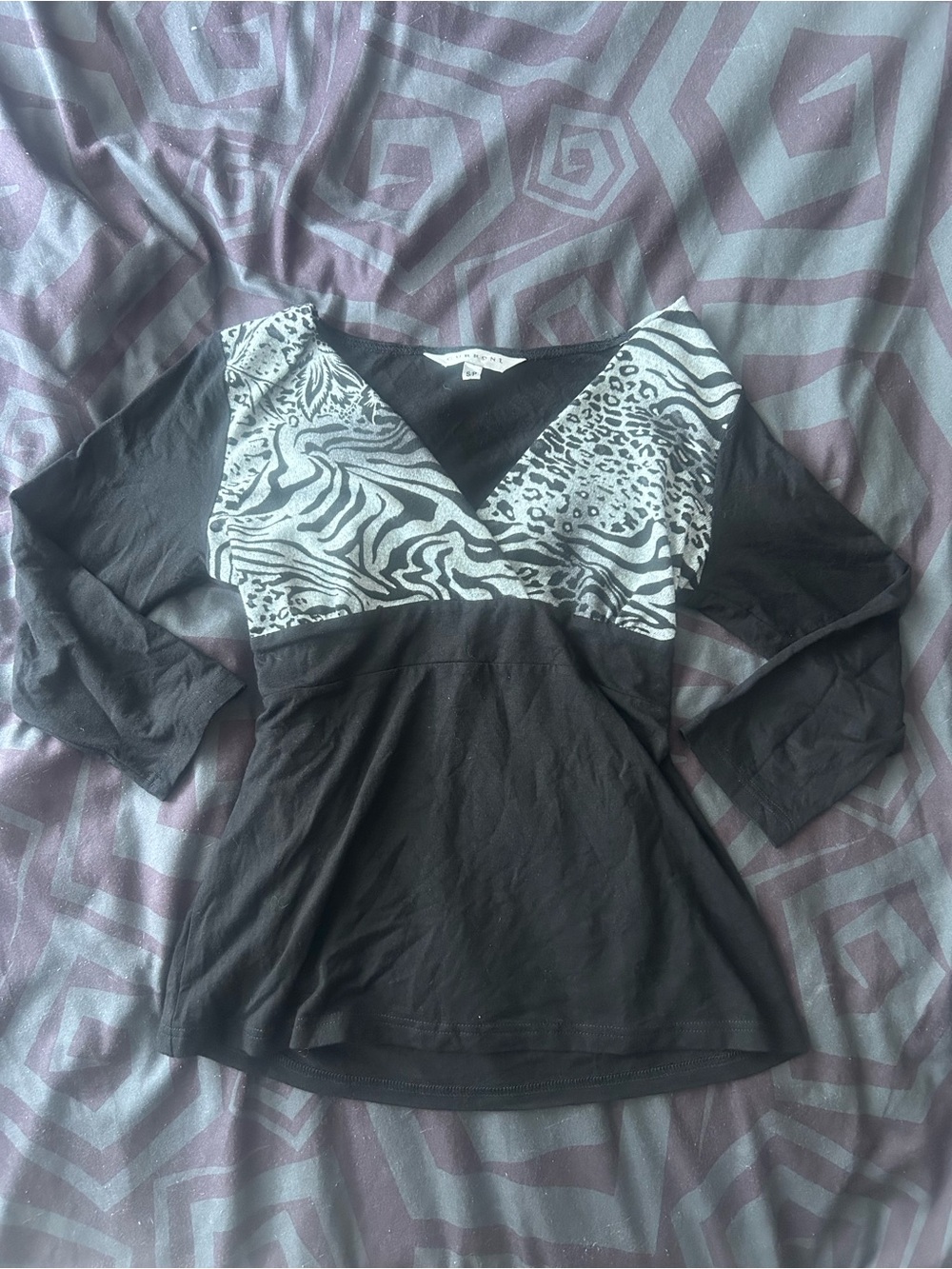 Y2K Zebra/Leopard Print Babydoll Top